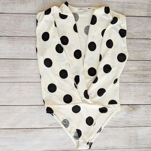 Zara Polka Dot Ivory and Black Body Suit